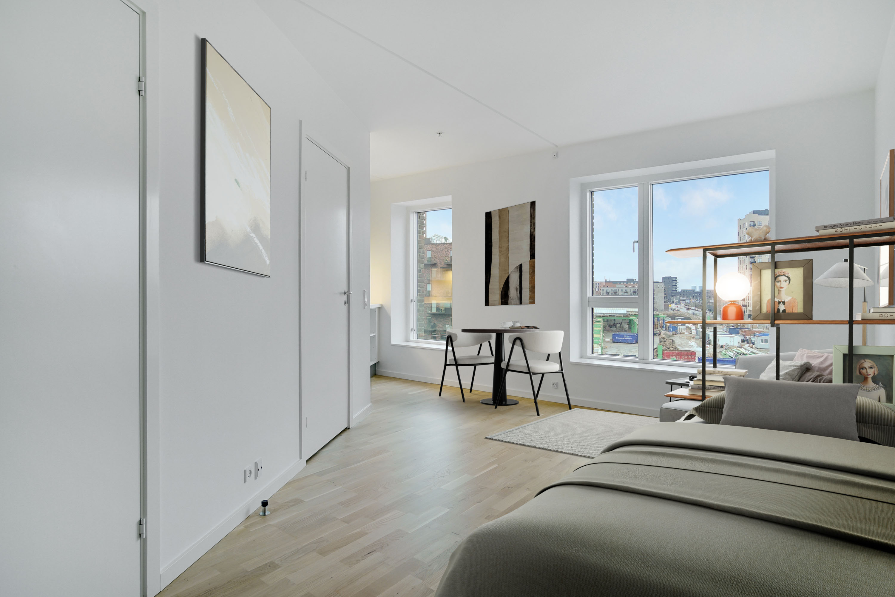 Akeleje living room with city views